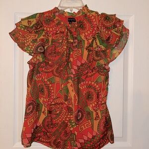 1. State NWT lightweight ruffled short sleeve multicolored top, Medium